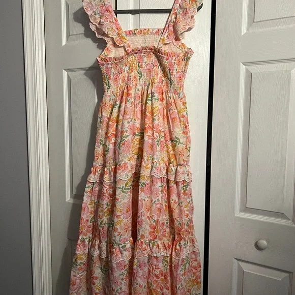NWOT Haute Hippie Orange and Pink Smocked Tiered Sundress - Picture 10 of 13